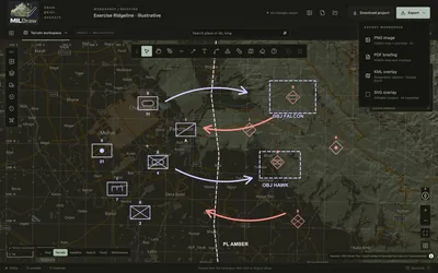 Dark mode, export menu